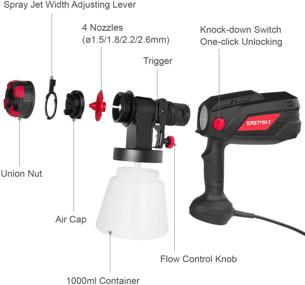 EASTVOLT Home Electric Spray Gun--(Best Paint Sprayer For Cabinets)