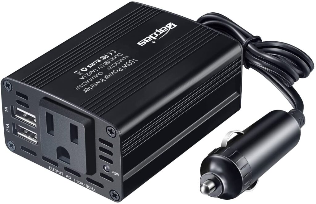 Bapdas 150W Car Power Inverter DC 12V to 110V AC Car Converter--(Best Power Inverter For Car)